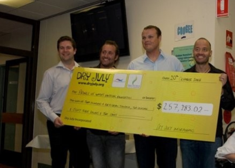 The dry july founders with Adam Spencer