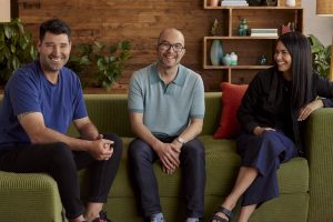 Canva cofounders Cliff Obrecht, Cameron Adams and Melanie Perkins.