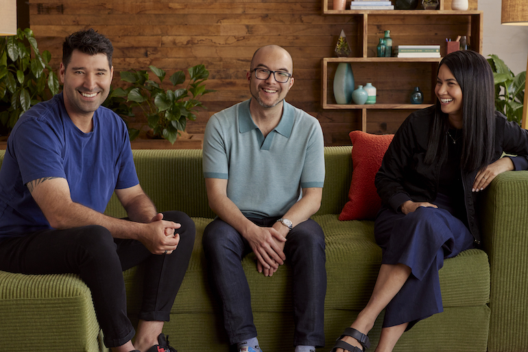Canva cofounders Cliff Obrecht, Cameron Adams and Melanie Perkins.