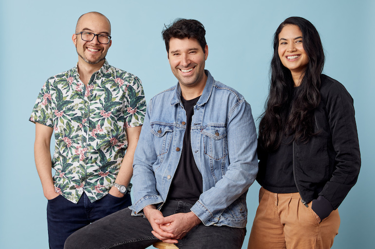 Canva cofounders Cameron Adams, Cliff Obrecht and Melanie Perkins.