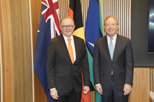 Australian PM Anthony Albanese and Microsoft President Brad Smith in Washington DC.