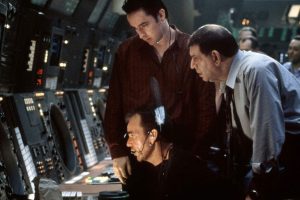 John Cusack as an air traffic controller, film Pushing Tin.