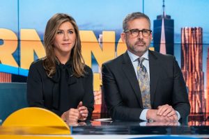 Alex (Jennifer Aniston) and Mitch (Steve Carell) in The Morning Show. Image: Apple TV+