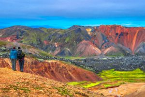 colorful volcanic mountains in Iceland, hiking