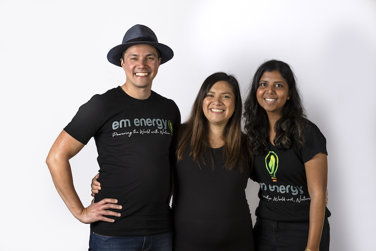 EM Energy team members Chris Wilson, Isabel Toasa and Kesha Manimaran 