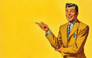 Vintage salesman in yellow suit
